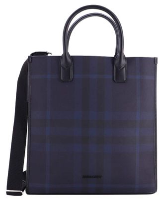 Burberry Convertible Tote London Check Coated With Medium (Authentic Pre-Loved)