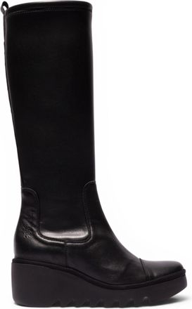 FLY London Fly London Womens Black Leather High Wedge Heel Long Boots - BUDI603