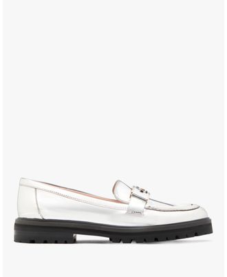 Kate Spade New York Womens Quinn Specchio Lug Loafer - Silver Pu - Size UK 3.5