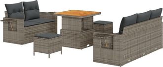 vidaXL Vidaxl - Garden Sofa Set Height-Adjustable 8 pcs Grey Poly Rattan