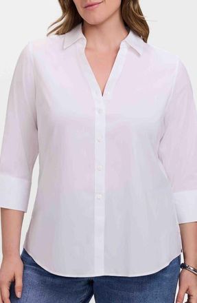 Foxcroft Mary Non-Iron Stretch Cotton Button-Up Shirt in White at Nordstrom, Size 14W