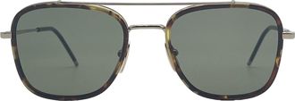Thom Browne Rectangular Aviator - Med Brown Sunglasses