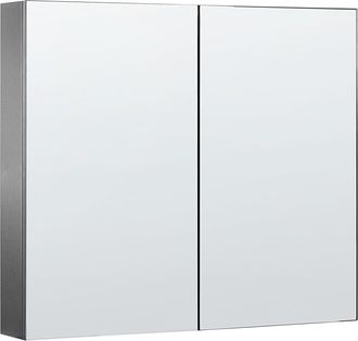 Beliani Beliani - Mueble De Ba&ntilde;o Con Espejo 80 X 70 Cm Almacenaje Minimalista Moderno De Pared 2 Puertas 2 Estantes Negro Navarra