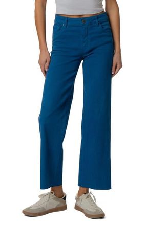 Kut from the Kloth Raw Hem High Waist Ankle Wide Leg Jeans in Sapphire at Nordstrom, Size 12