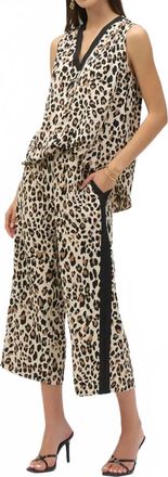 Joseph Ribkoff Animal Print Pull On Culotte Pants In Beige/black