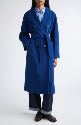 Max Mara Madame Double Breasted Wool & Cashmere Coat in China Blue at Nordstrom, Size 0