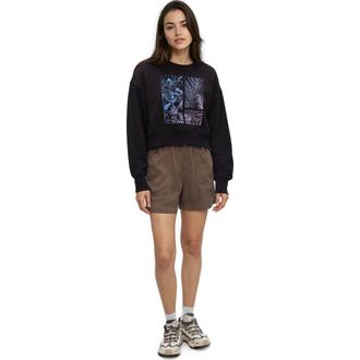 tentree Framed Haitian Blooms Oversized Crop Crew in Meteorite Black/pink Sand at Nordstrom, Size X-Large