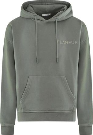 Flaneur Double Logo Washed Hoodie - Heren - Hoodies - Groen - M - Katoen - Hoodies & sweatvesten