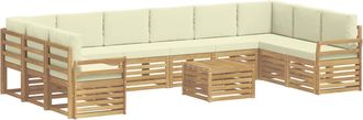vidaXL Conjunto De Sof&aacute;s De Exterior 11 Uds. Blanco Y Crema Poli&eacute;ster Vidaxl