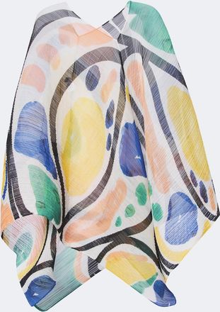 Pleats Please Issey Miyake Roll Madame-T pleated printed poncho