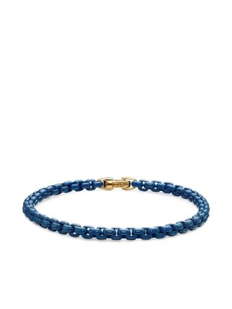 David Yurman 14kt geelgouden DY Bel Aire Colour Box schakelarmband (4mm) - Blauw