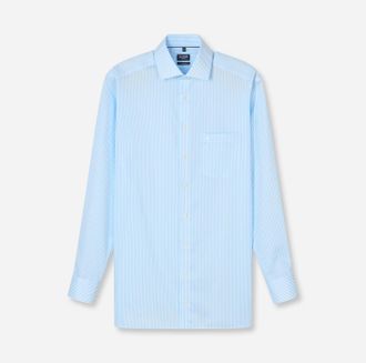 Olymp Businesshemd OLYMP Luxor modern fit, Herren, Gr. 37, N-Gr, blau (bleu), Web, Obermaterial: 100% Baumwolle, gestreift, 2-Knopf-Manschette, Hemden Busin