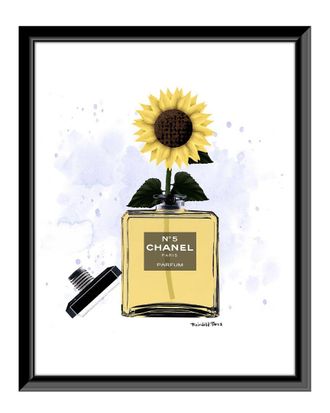 Fairchild Paris Chanel No5 Sunflower Perfume Bottle Wall Art