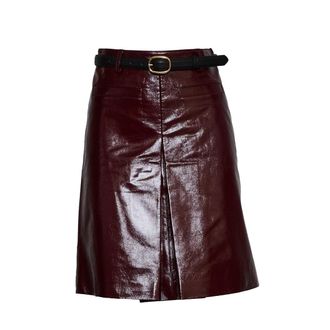 Self Portrait Burgundy Leather Mini Skirt