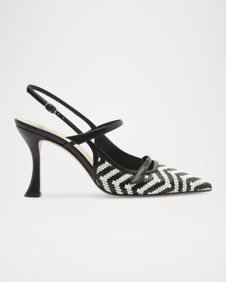 Alexandre Birman 85mm Tita Zig-Zag Raffia Slingback Pumps