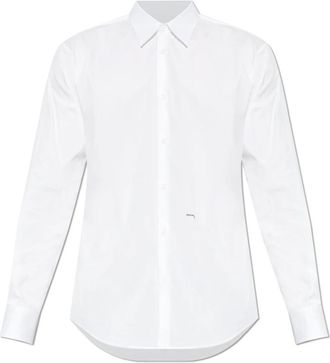 Dsquared2 Logo Shirt - Heren - Zakelijke Overhemden - Wit - XS - Katoen - Overhemden