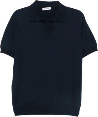 KANGRA Polo zonder knopen gladgebreid - Heren - V-hals truien - Blauw - XL - Truien & Vesten