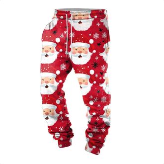 Generic Christmas Trousers Men Fleece Jogging Bottoms Casual Thermals Tracksuit Bottoms Sweatpant Christmas Winter Warm Trousers Mens Stretch Regular Fit Trai