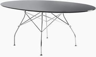 Kartell Oval table Glossy - Black - Chromed steel - Designer Oliver Löw