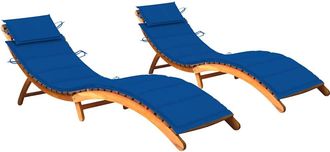 vidaXL Tumbonas 2 Unidades Con Cojines Madera Maciza De Acacia Vidaxl