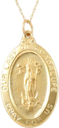 Pompeii3 14k Yellow Gold Lady Of Guadalupe Medal Pendant 1 Tall 4.5 Grams