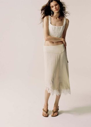 Mango Gonna asimmetrica dettaglio pizzo grezzo - Donna - XS - MANGO