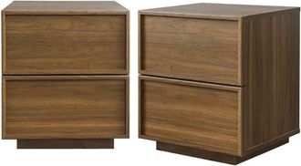 Sweeek Mesita efecto madera 2 cajones, set de 2, nogal