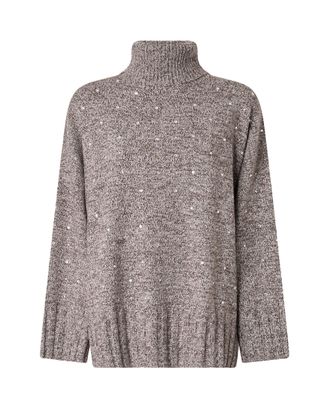 Pinko Wool-Blend Strass Embroidered Sweater
