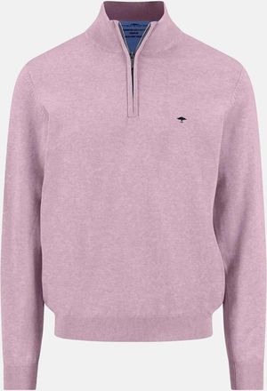 Fynch-Hatton Mens Fine Knit Cotton 1/4 Zip Sweater Magnolia - Pink - Size: 42