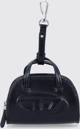 Diesel Portachiavi in pelle con logo Oval D e gancio a moschettone