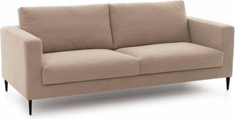 Oviala Canapé de Alfombra jaspeada de 3 plazas beige L 220 cm