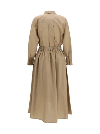 Brunello Cucinelli Womens Shirt And Skirt Dress Bleeker Beige Cotton; Polyamide