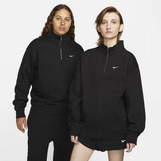 Nike Mens Solo Swoosh Fleece Quarter-Zip Top in Black | DQ5209-010