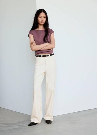 Mango Maglietta collo a barca bottoni decorativi viola chiaro/pastello - Donna - XXS - MANGO