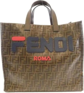 Fendi Pre-owned Tote Bags, male, Brown, Size: ONE SIZE Pre-owned Coated Canvas Tote Bag