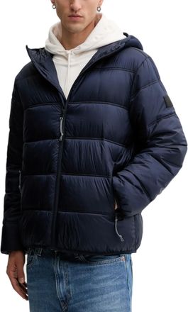 Tommy Hilfiger Mens Hooded Puffer Zipup Jacket - Dark Blue - Size X-Large