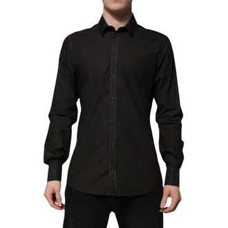 Dolce & Gabbana Cotton Jacquard Dress Shirt - Black
