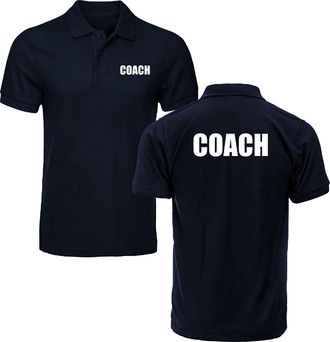 Generic Coach Print Polo Shirt Coaching Experienced Person Trainer Professional Teacher Work Wear Uniform Adult Unisex Polo Top (Navy, XL, x_l)