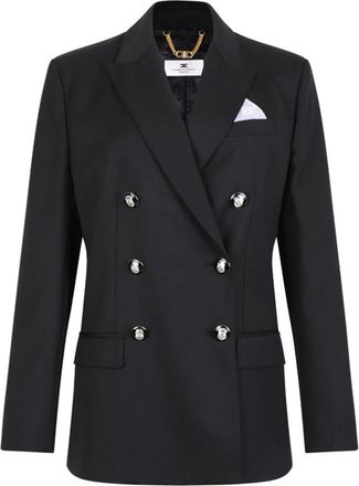 Elisabetta Franchi Zwarte double-breasted jas - Dames - Blazers - Zwart - XS - Jassen