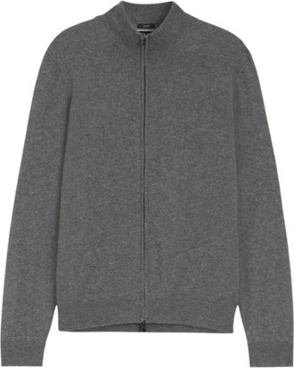 HUGO BOSS Cashmere Cardigan met Tweewegrits - Heren - Cashmere truien - Grijs - XL - Kasjmier - Truien & Vesten
