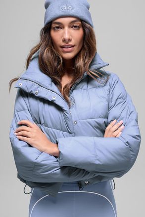 Alo | Gold Rush Puffer Jacket in Winter Frost Blue, Size: Medium