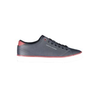 Tommy Hilfiger Schoenen, Heren, Blauw, 44 EU, Polyester, Blauwe Polyester Sneaker met Contrastdetails