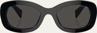 Prada Oversized Logo Acetate & Plastic Oval Sunglasses