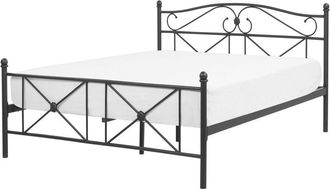 Beliani Bed Metal RODEZ 140 x 200 cm (EU Double) Black
