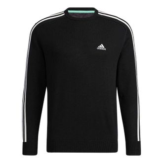 adidas 3-Stripes Long Sleeve Crew Neck Sweater Black GV1203