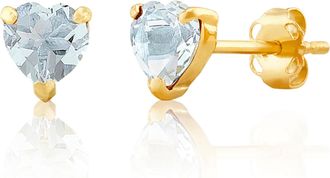 MAX + STONE 925 Sterling Silver 5mm Round Heart Gemstone Hoop Earrings
