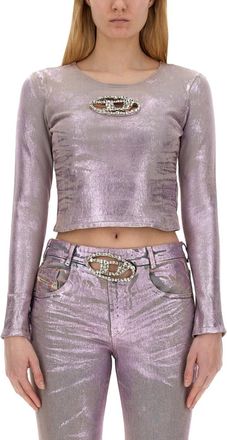 Diesel Pink Solid Round Neck Top