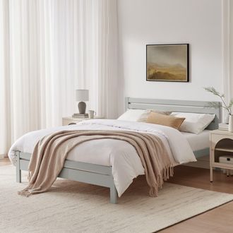 Furniturebox Declan Solid Pine King Size Bed Frame in Light Grey