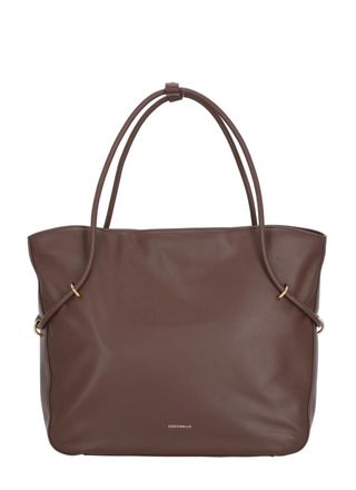 Coccinelle Structured Bordeaux Leather Shoulder Bag with Adjustable Handles