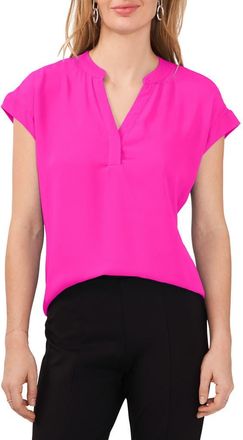 Chaus Split Neck Georgette Blouse in Fiercely Fuchsia at Nordstrom, Size X-Small